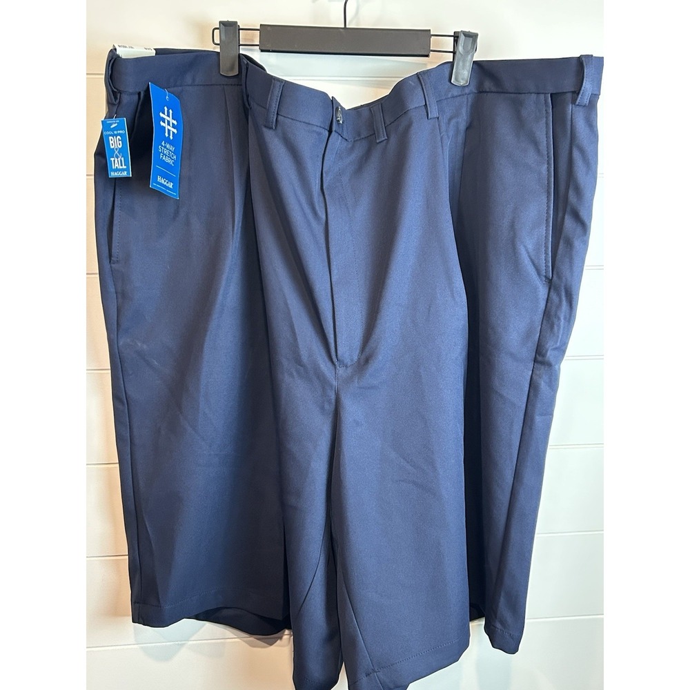 Haggar Pleated Cool 18 Pro Expandable Waist Shorts‎ Men's 54W NWT Big & Tall